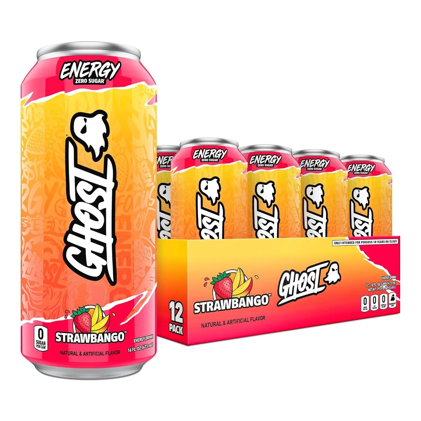 GHOST Energy Drink - 24 Pack, - Energy & Focus, No Artificial Colors - Gluten Free