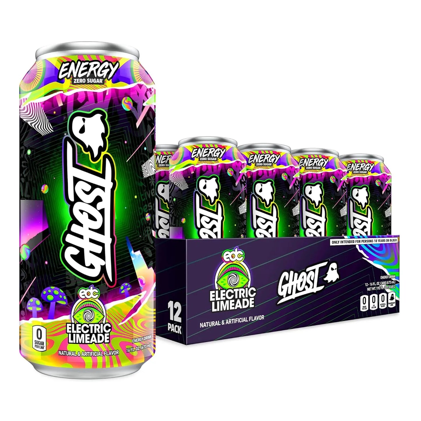 GHOST Energy Drink - 24 Pack, - Energy & Focus, No Artificial Colors - Gluten Free